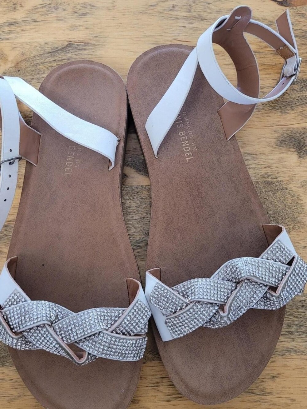 White Braided Rhinestone Ankle-Strap Sandals - Women